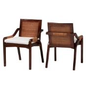 bali & pari Fairmont Natural Rattan Wrapped 2-Piece Dining Chair Set, Mocha Brown